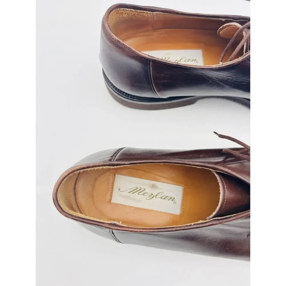 Vintage Mezlan Men’s Brown Leather Lace Up Derby Oxford Dress Shoes Size 10